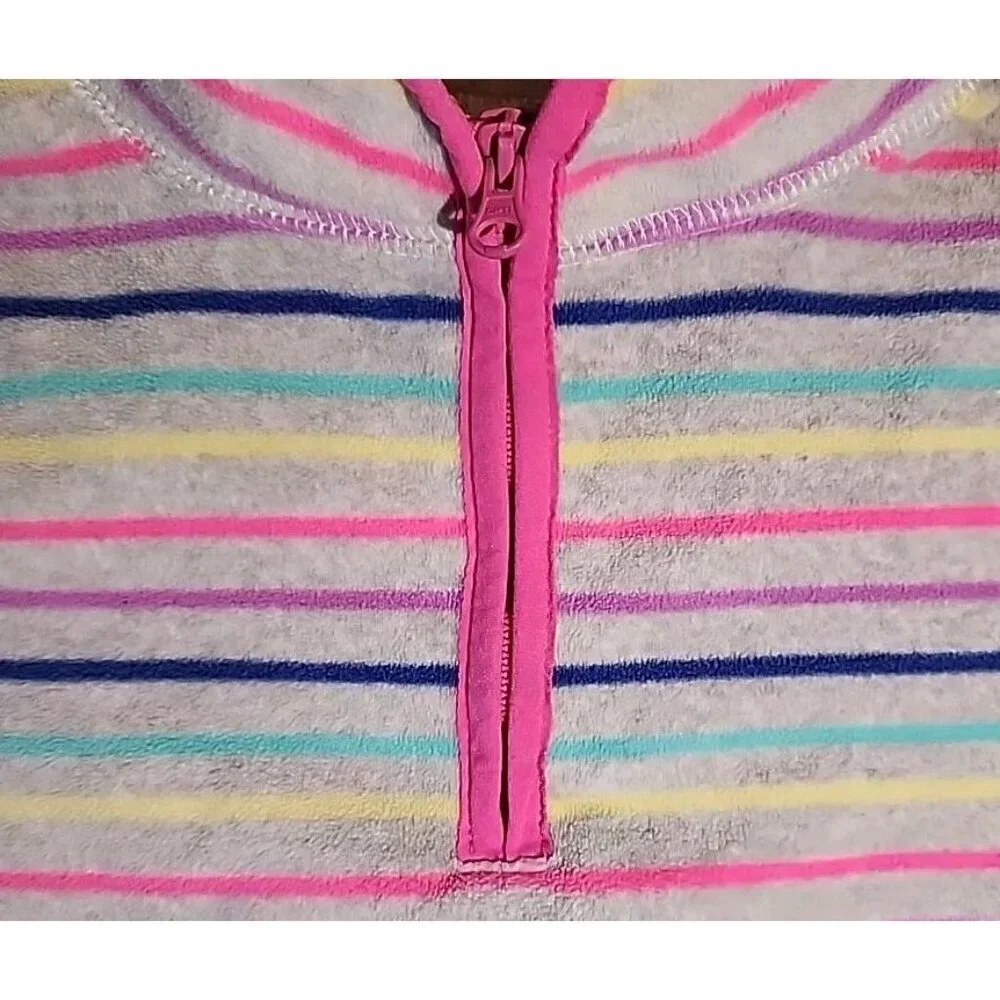 OshKosh B'Gosh Girls 1/4 Zip Fleece Top Striped Pullover Size 10/12